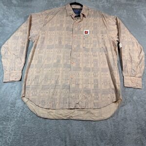 Vintage Jams World Button Up Shirt Mens Large Beige Tribal Long Sleeve Hawaii